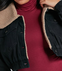 Layer On The Cozy Vibes Faux Sherpa Denim Jacket