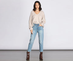 Oversized V Neck Pullover Sweater