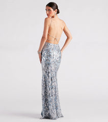 Lexi Formal Sequin Rhinestone A-Line Dress