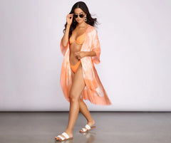 Color Splash Tie Dye Tie Front Kimono