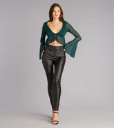 High-Rise Coated Skinny Pants