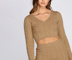 Cutie In Cable Knit Crop Top