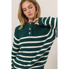 STRIPED HENLEY SWEATER