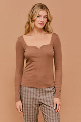 LONG SLEEVE SWEETHEART RIB TOP