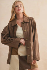 SUEDE BUTTON FRONT JACKET