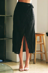 WRAP TIE MIDI SKIRT