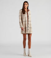 Big Apple Corduroy Plaid Trench Coat