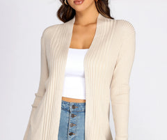 Basic Ribbed Knit Cardigan