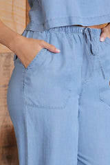 HIGH WAIST CHAMBRAY PANTS