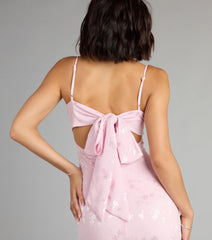 Gabriella Floral Embroidered Tie Back Formal Dress