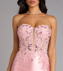 Aria Sequin Floral Embroidered Satin Mini Dress
