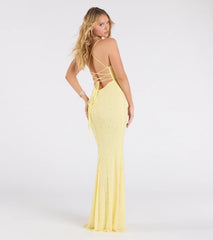 Marlene Lace-Up Mermaid Beaded Pearl Formal Dress