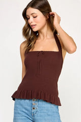 HALTER NECK CROPPED TANK TOP