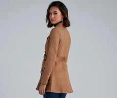 Classic And Elevated Faux Suede Trench