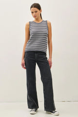 CHUNKY KNIT STRIPED SWEATER TANK TOP