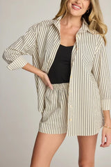 SUNDAY RITUAL BUTTON DOWN BACK STRIP SHIRT