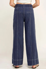 TWILL PULL ON WIDE LEG PANTS