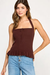 HALTER NECK CROPPED TANK TOP