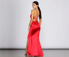 Jessica Satin Lace Up Gown