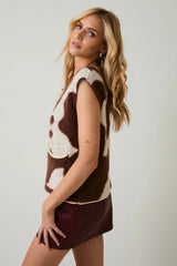 SLEEVELESS BUTTON UP SWEATER VEST CARDIGAN