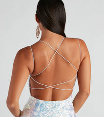 Karina Formal Sequin Cross-Back Mini Dress
