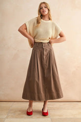 MINI PLEAT DETAILED LONG SKIRT