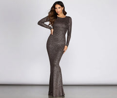 Neann Open Back Glitter Dress