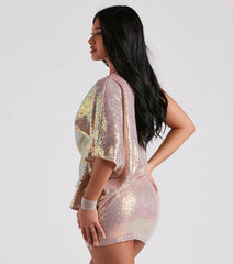 Kimberly Sequin One Shoulder Dress
