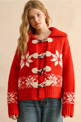 SNOW FLAKE PATTERN SWEATER JACKET