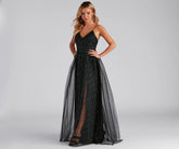 Stassie Sparkly Tulle A-Line Long Dress