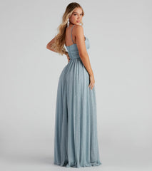 Adler Formal Metallic Sparkle A-Line Dress