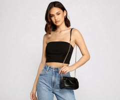 Sleek Stunner Mini Faux Leather Croc Embossed