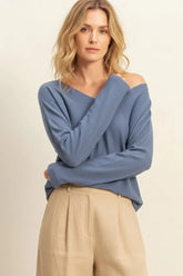 V NECK LONG SLEEVE SWEATER TOP
