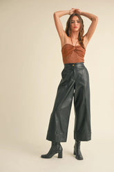 WIDE STRAIGHT LEG LEATHER PANTS