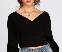 Ribbed Knit Surplice Top