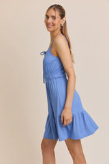 FRONT TIE BOW STRAP MINI DRESS