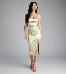 Bennet Lace Trim Satin Midi Dress