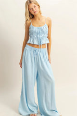 LINEN WIDE LEG PANTS
