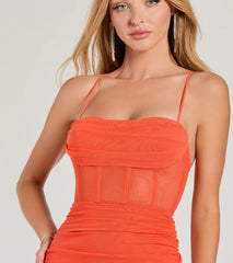 Rose Formal Mesh Corset Column Dress