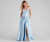 Lottie Formal Satin And Lace Ball Gown