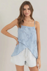 ORGANZA JACQUARD ASYMMETRICAL CAMI TOP