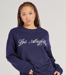 Los Angeles Embroidered Oversized Sweatshirt