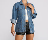 Oversized Belted Denim Jacket