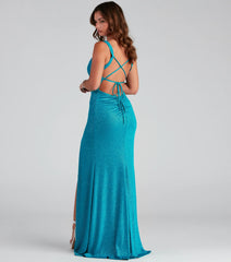 Rebecca Glitter Knit A-Line Formal Dress