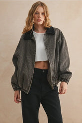 LEOPARD PRINTED BOMBER JACKET