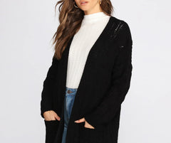 Cuddle Up In Cable Knit Cardigan
