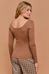 LONG SLEEVE SWEETHEART RIB TOP