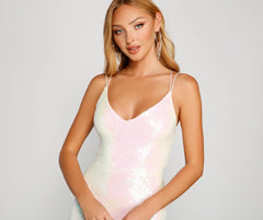 Irene Sequin Floor-Length Formal Dress
