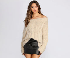 Off The Shoulder Cozy Knit Sweater