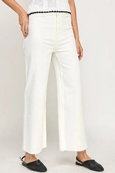 HIGH-WAISTED STRAIGHT PANTS JEANS WITH BACK PATCH POCKETS